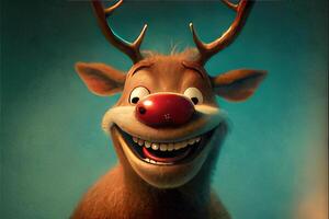 Rudolph the Red-nosed Reindeer illustration, Christmas concept photo