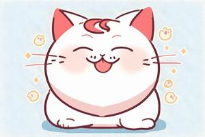 ANime smiling cat with happy expression illustration photo