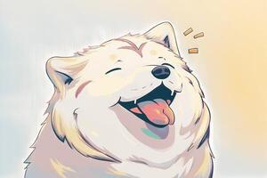 Anime smiling dog eyes closed with happy expression illustration photo