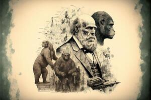 World Darwin Day representing the evolotuion theory illustration photo