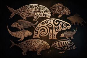 World Darwin Day representing the evolotuion theory tribal maori polynesian sketch illustration photo