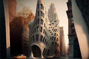 gaudi edificios en nuevo York ciudad ilustración generativo ai foto