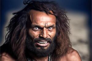 Caveman prehistoric neanderthal man illustration photo