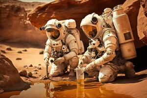 astronauts discover water on planet mars illustration photo