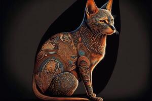 Australia aboriginal cat Portrait illustration photo