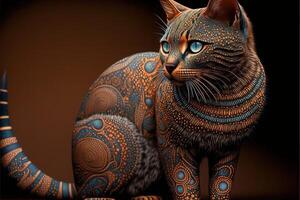 Australia aboriginal cat Portrait illustration photo