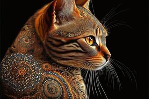 Australia aboriginal cat Portrait illustration photo