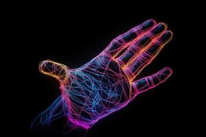 artificial hand open palm with colorful strings illustration photo