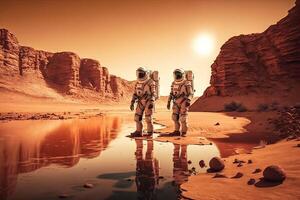 astronauts discover water on planet mars illustration photo