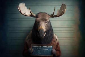 Moose elk bad Animal police mugshot line up photo