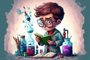 children playing as scientist illustration photo