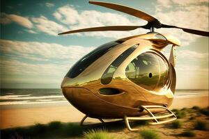 Bamboo eco helicopter of the future illustration photo