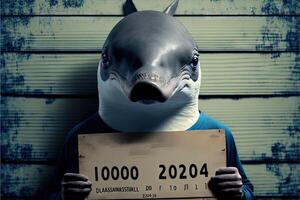 Dolphin bad Animal police mugshot line up photo