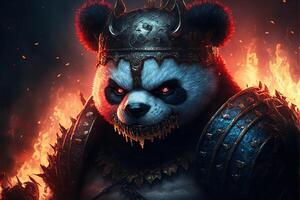 evil bad panda on fire illustration photo