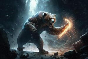 Bear claw striking illustration photo