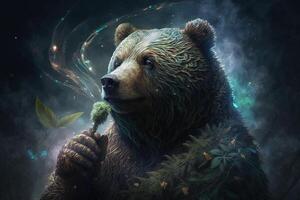 Bear Animal smoking ganja weed illustration photo