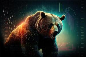 bear as symbol of falling stock market illustration photo