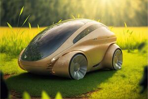 solar panel coche de el futuro eco sustenibilidad concepto eco ev coche o eléctrico poder coche y solar células para electricidad Generacion ilustración generativo ai foto
