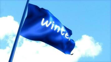 Flagge Winter winken Blau Himmel, Tag Zeit. video