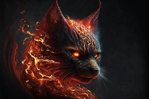 Cat red flaming dragon illustration photo