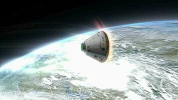 Artist rendering, Space capsule descending to Earth. video