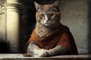 Platón gato como famoso histórico personaje ilustración generativo ai foto