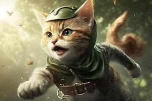 Cat as Peter Pan illustration photo