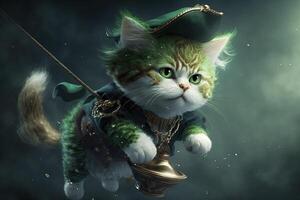 Cat as Peter Pan illustration photo