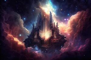 pipe organ in deep space nebula illustration photo