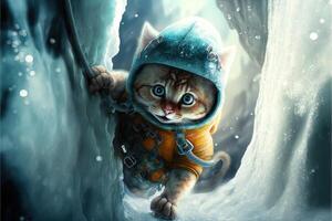 Cat ice climber explorer illustration photo