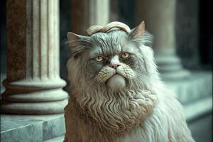 Socrates Cat as famous historic character illustration photo