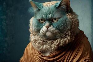 Socrates Cat as famous historic character illustration photo