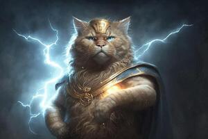 Zeus Jupiter as Cat Greek God illustration photo