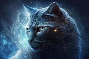 Aquarius cat zodiacal sign illustration photo