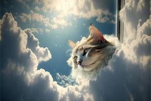 cat in heaven paradise illustration photo