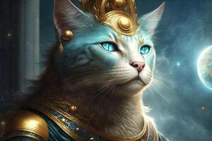 Uranus as Cat Greek God illustration photo