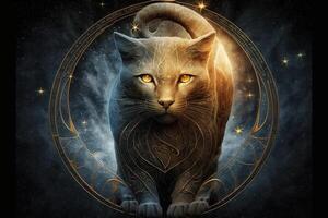 Aries cat zodiacal sign illustration photo