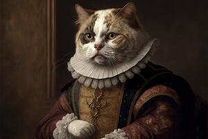 cat as william shakespeare illustration photo