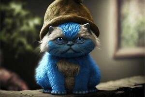 Cat as smurfette charachter illustration photo