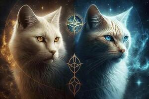 Gemini cat zodiacal sign illustration photo