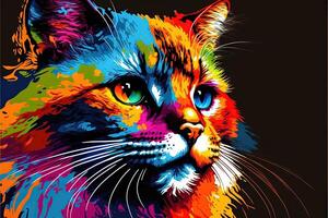 linda gato gatito en vistoso popular Arte ilustración generativo ai foto