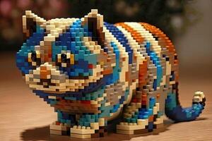 gato hecho de el plastico ladrillos ilustración generativo ai foto