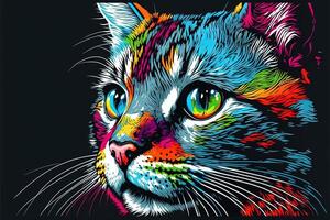 linda gato gatito en vistoso popular Arte ilustración generativo ai foto