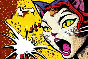 cute cat kitten in colorful pop art illustration photo