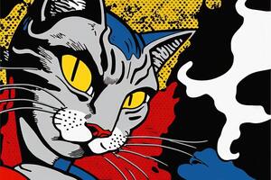 cute cat kitten in colorful pop art illustration photo