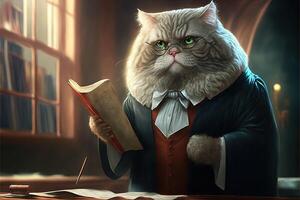 cat as a lawyer illustration photo