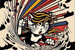 cute cat kitten in colorful pop art illustration photo