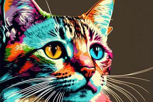 cute cat kitten in colorful pop art illustration photo