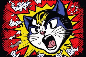 cute cat kitten in colorful pop art illustration photo