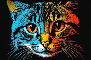 cute cat kitten in colorful pop art illustration photo